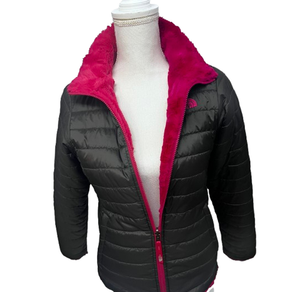 The North Face 2 in 1 Zip Up Puffer Faux Fur Reversible Jacket Womens Small Logo - Picture 3 of 12